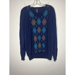 Jos A Bank Signature Collection Sweater Men’s XL 100% Merino Wool Black Argyle